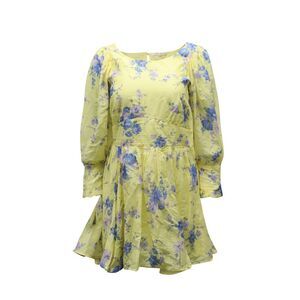 LoveShackFancy Ross Floral Mini Dress in Yellow Cotton